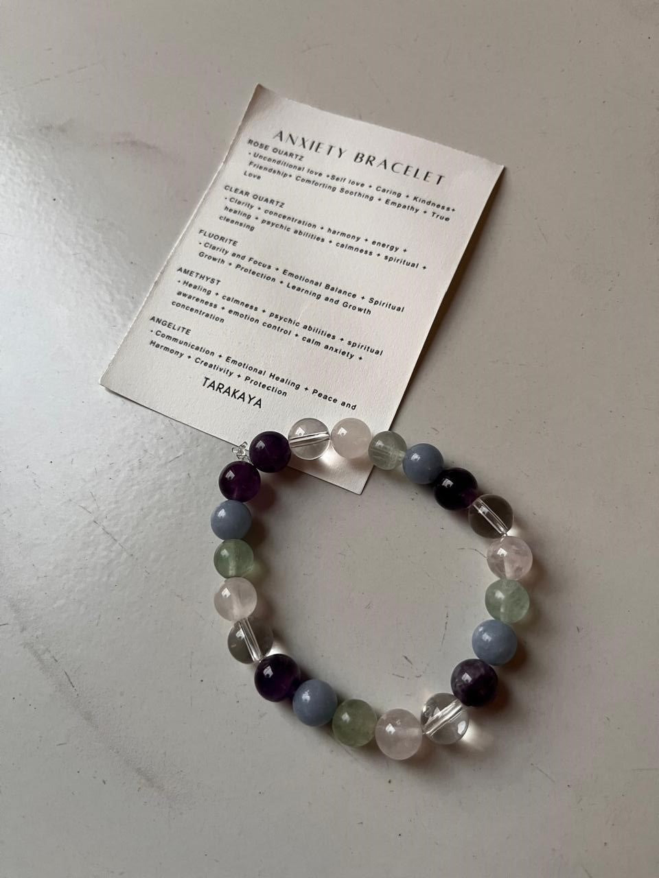 Intention Anxiety 8mm Natural Crystal Bracelet with calming stones