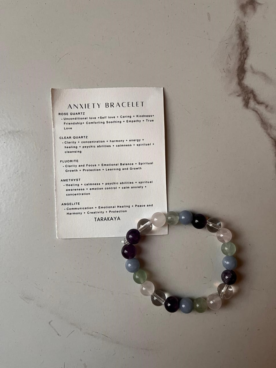 Natural Crystal Bracelet for anxiety with 8mm beads