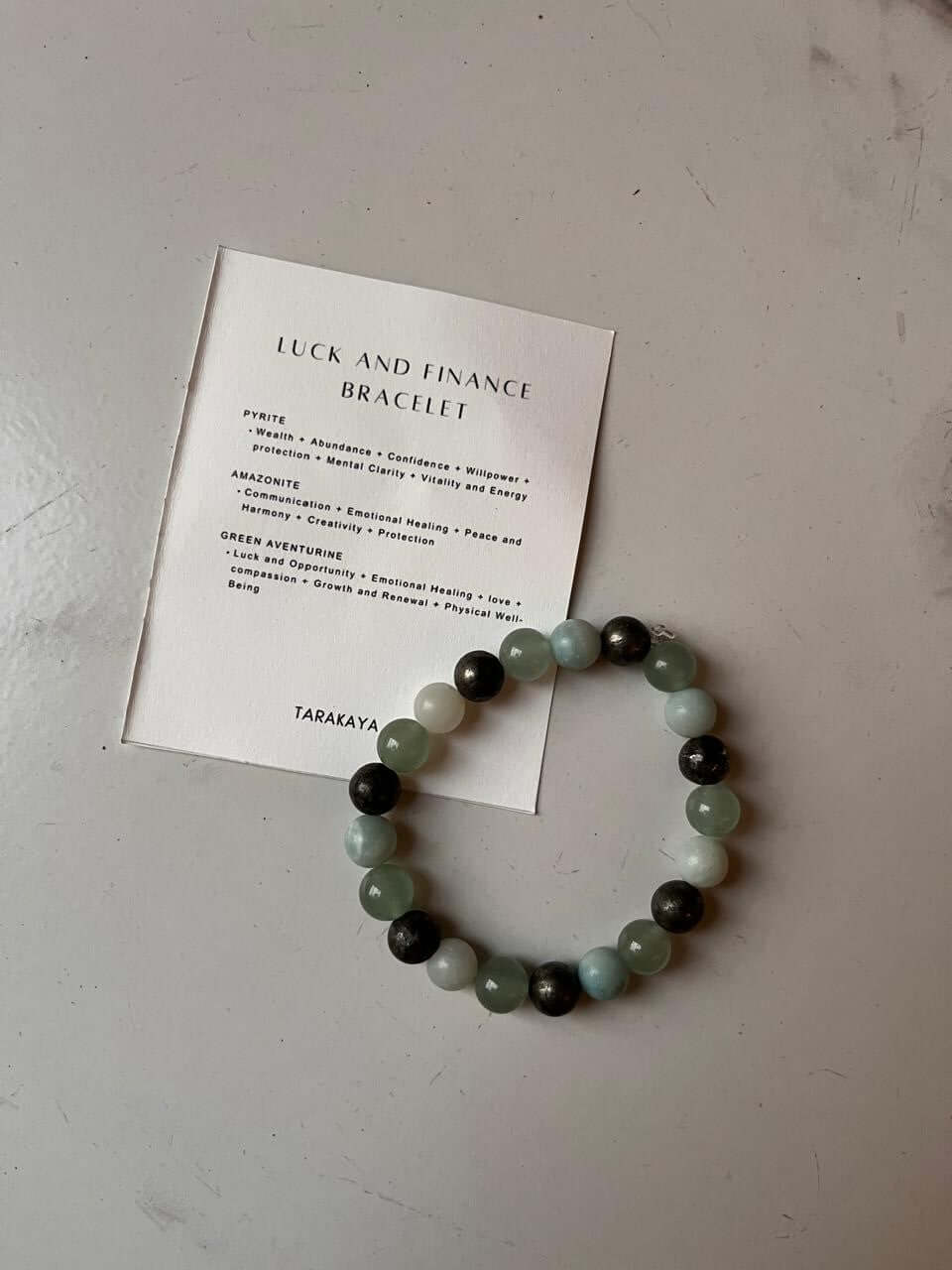 Intention Luck and Finance Bracelet with 8mm natural crystal beads