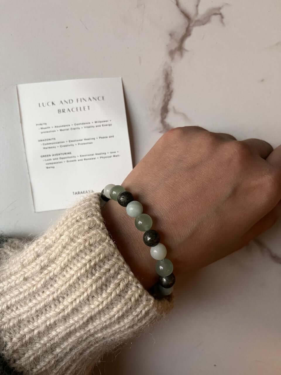 Close-up of 8mm Natural Crystal Bracelet for luck and financial success