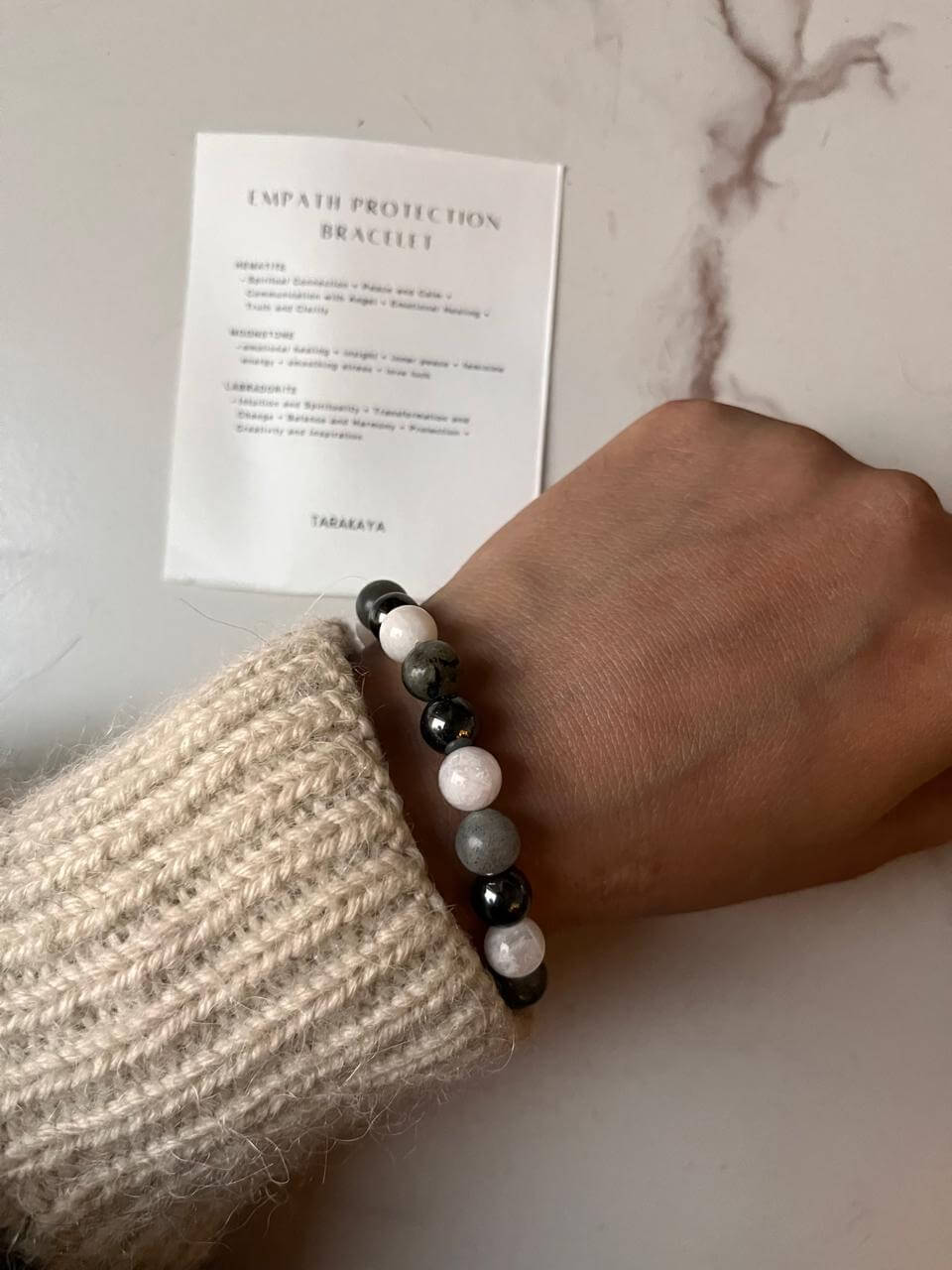 Natural Crystal Bracelet for empath protection with 8mm beads