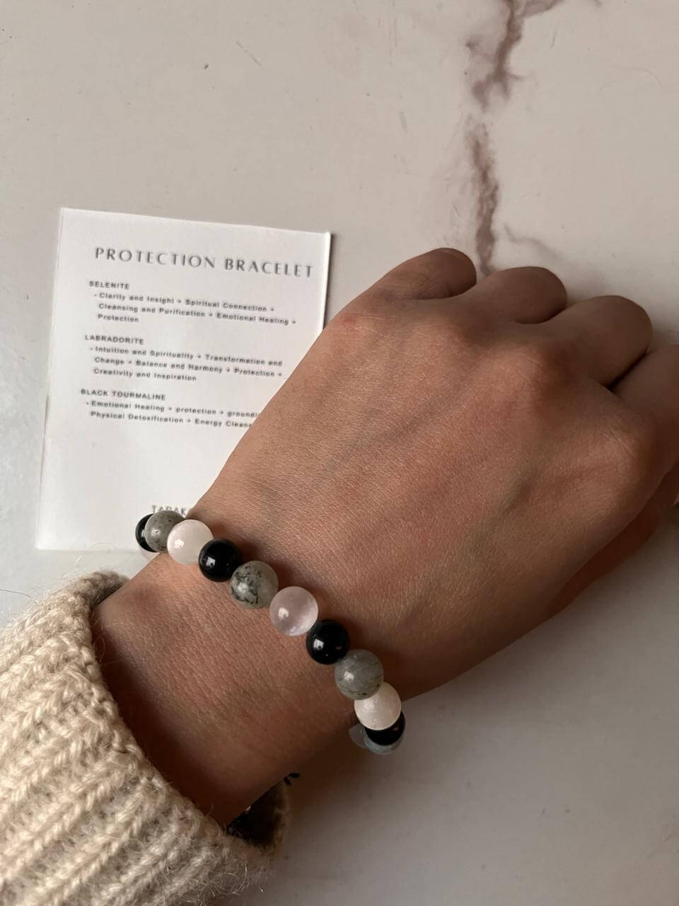 Close-up of 8mm Natural Crystal Bracelet for personal protection