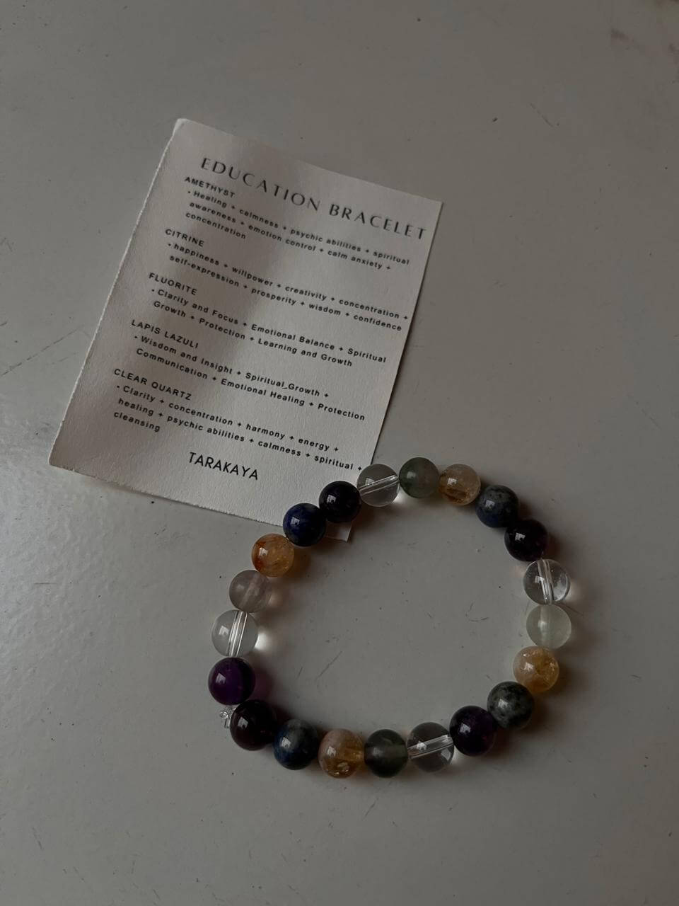 8mm Education Crystal Bracelet with natural stones for learning