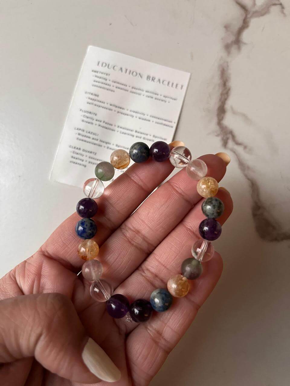 Natural Crystal Bracelet for education with 8mm beads