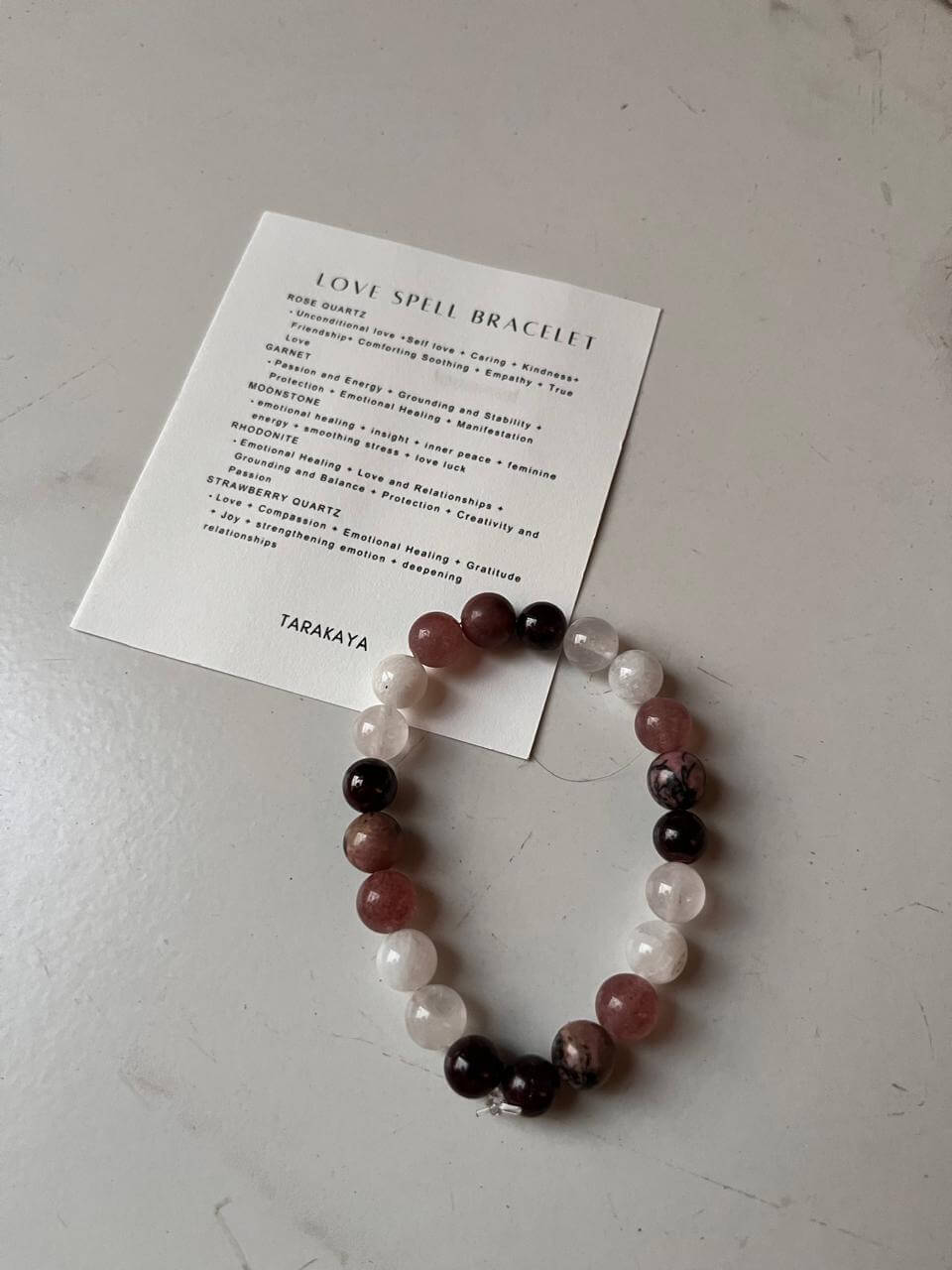 Handmade 8mm Love Spell Natural Crystal Bracelet to bring love and harmony