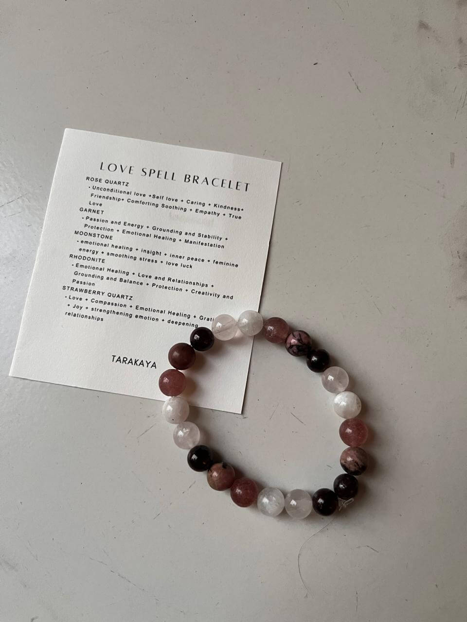 8mm Love Spell Crystal Bracelet with natural stones to enhance love energy
