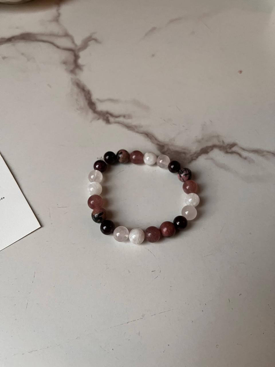 Intention Love Spell Bracelet with 8mm natural crystals for romantic energy