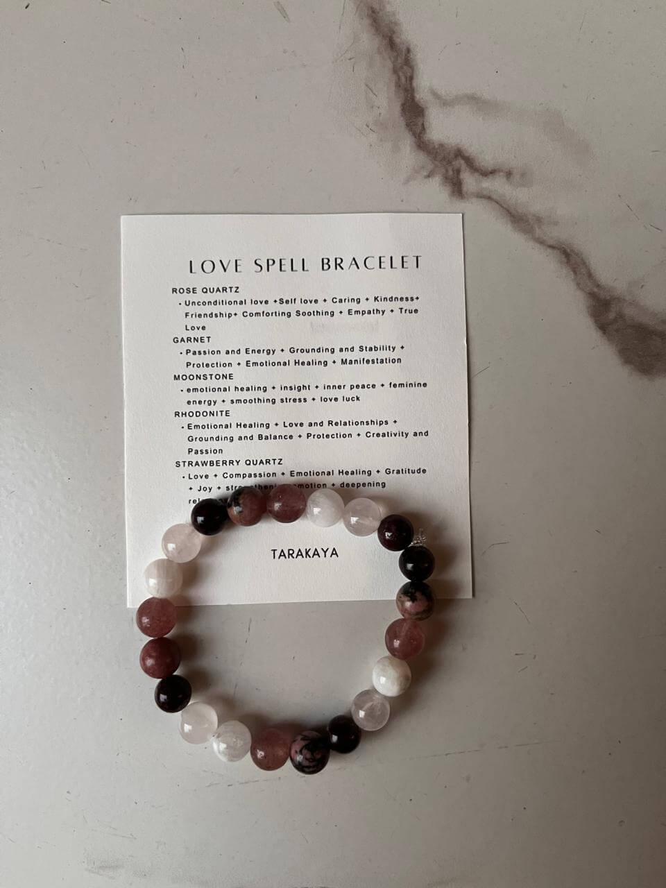 8mm Love Spell Crystal Bracelet with natural stones to enhance love energy