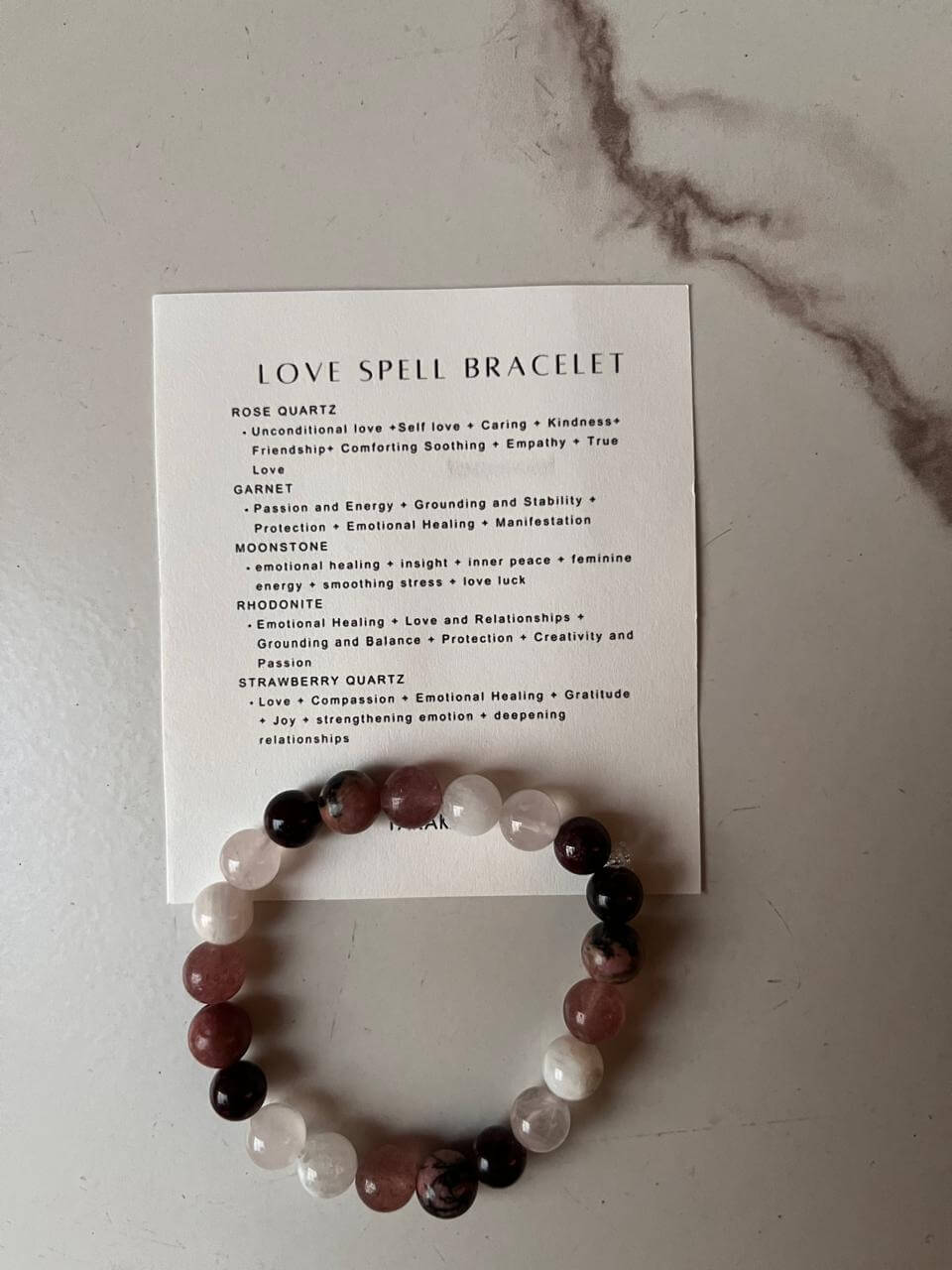 8mm Love Spell Crystal Bracelet for love attraction and positive energy