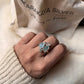 Sterling silver ring with aquamarine and blue topaz cluster design