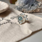 925 silver ring featuring aquamarine and blue topaz cluster stones