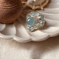 Handcrafted aquamarine and blue topaz cluster ring with stones