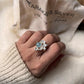 Sterling silver ring with aquamarine and blue topaz cluster design