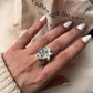 Aquamarine & Blue Topaz Cluster 3 Silver Ring