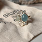Aquamarine , Blue Topaz & Moonstone Cluster Silver Ring