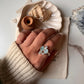 Cluster design aquamarine and blue topaz ring in sterling silver