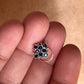 925 silver nose pin with tribal rawa design and blue CZ stone