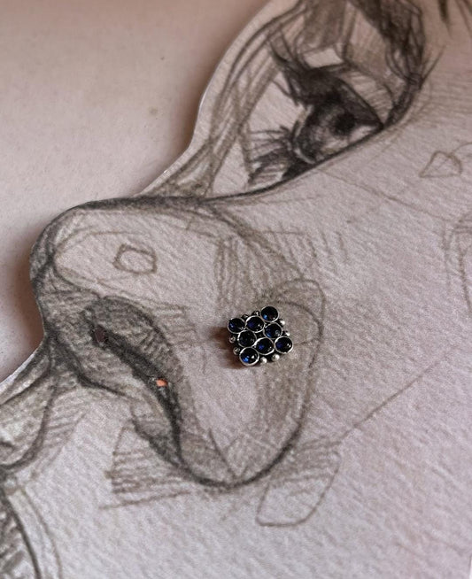 Tribal rawa blue CZ stone wired back silver nose pin