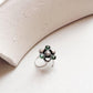 925 silver nose pin with tribal rawa design and green CZ stone