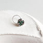 925 silver nose pin with tribal rawa design and green CZ stone