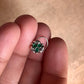 Green CZ stone tribal rawa silver nose pin with wired back