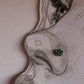 Green CZ stone tribal rawa design silver nose pin with wired back