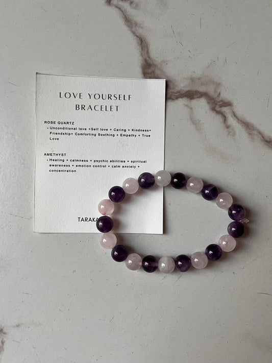 Intention- Love Your Self 8MM natural crystal bracelet for self-care