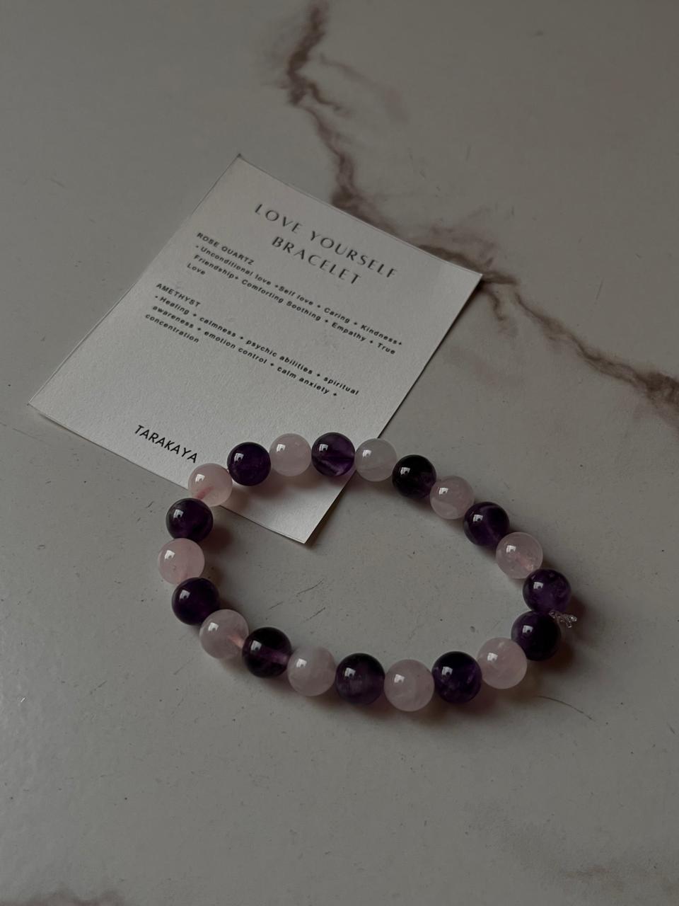 8MM natural crystal bracelet with intention to boost self-love