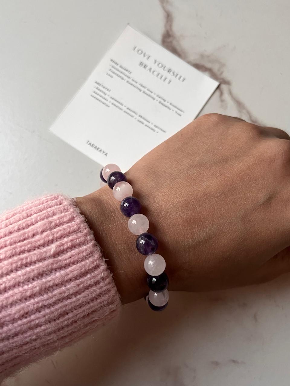 Love Your Self 8MM crystal bracelet with natural healing properties