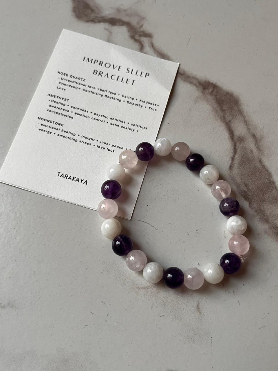 Intention- Improve Sleep bracelet with 8MM natural crystals