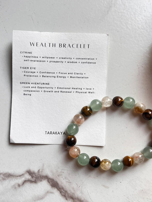Intention- Wealth 8MM natural crystal bracelet for abundance