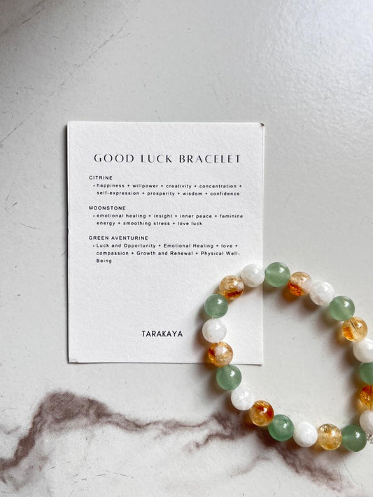 Intention- Good Luck 8MM natural crystal bracelet for positive energy