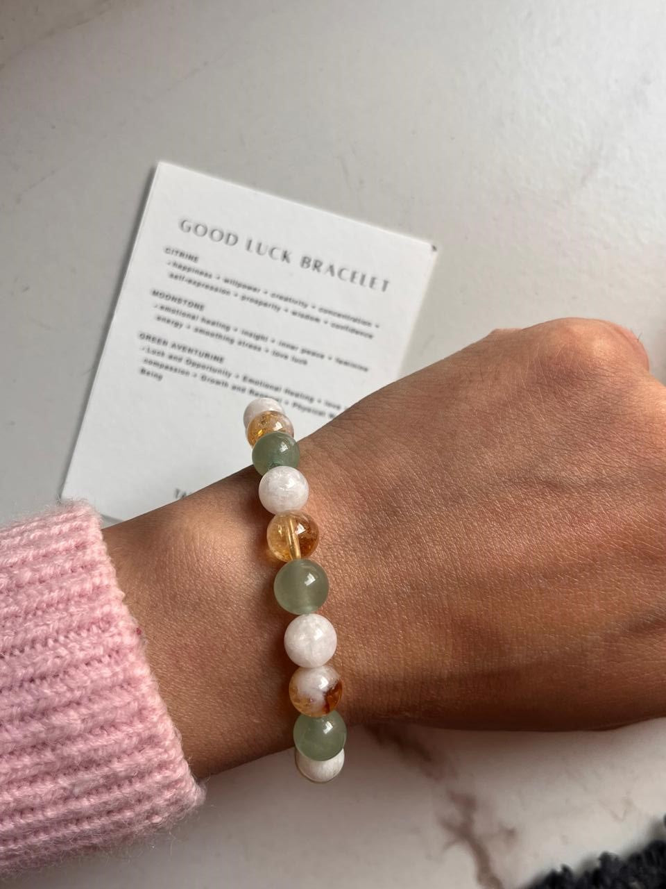 8MM natural crystal bracelet designed to bring good luck