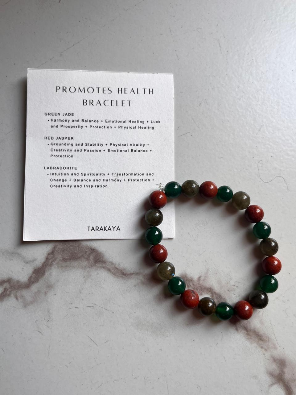 Intention- Promotes Health bracelet with 8MM natural crystal beads