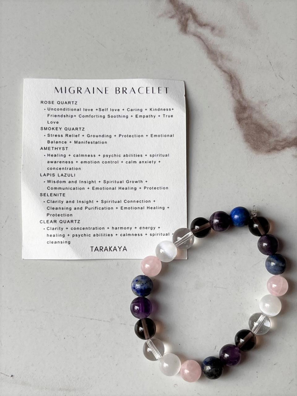 Intention- Migraine 8MM natural crystal bracelet for relief