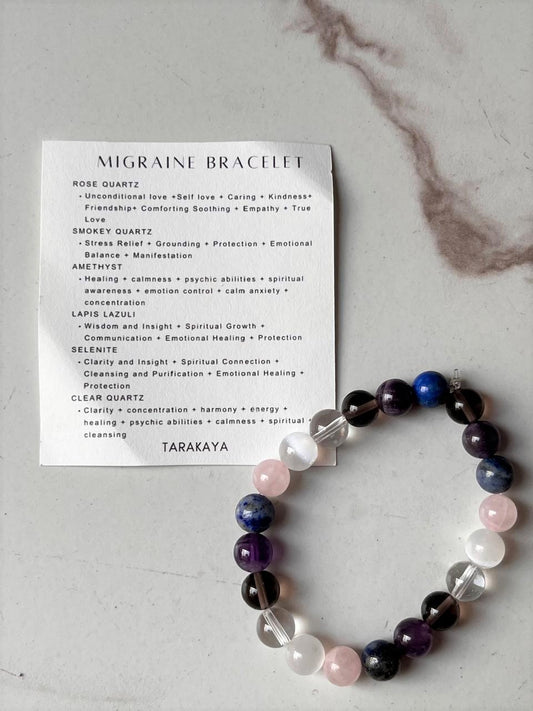 Intention- Migraine 8MM natural crystal bracelet for relief