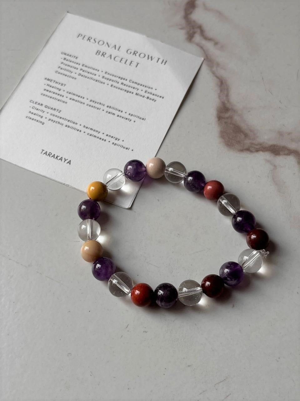 8MM natural crystal bracelet with intention for personal development