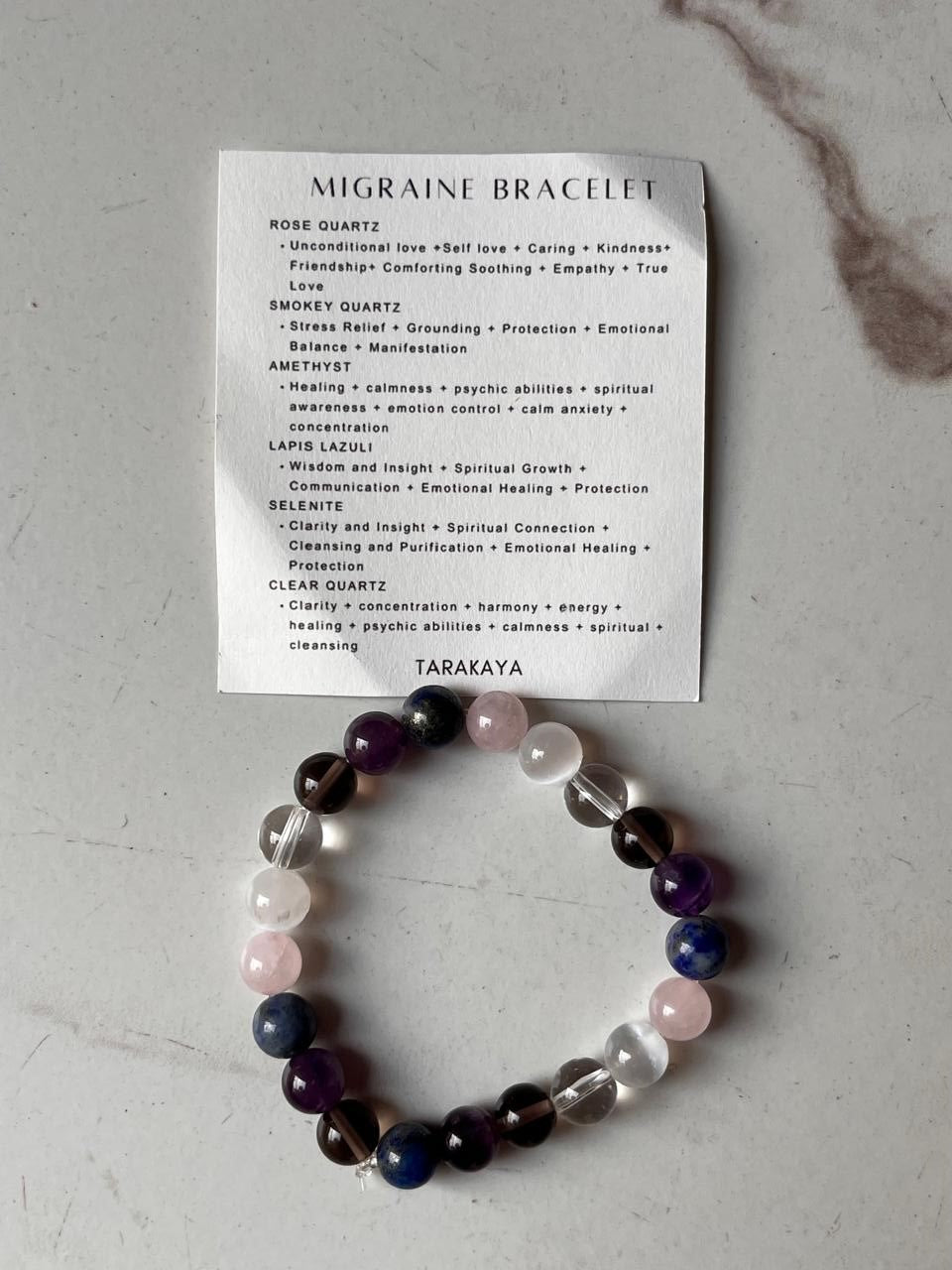 8MM natural crystal bracelet designed to alleviate migraines