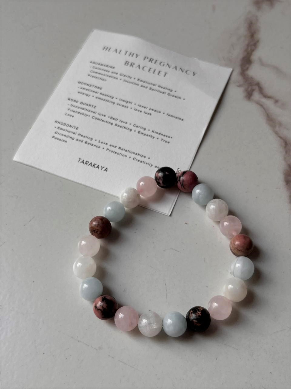 8MM natural crystal bracelet with intention for a healthy pregnancy