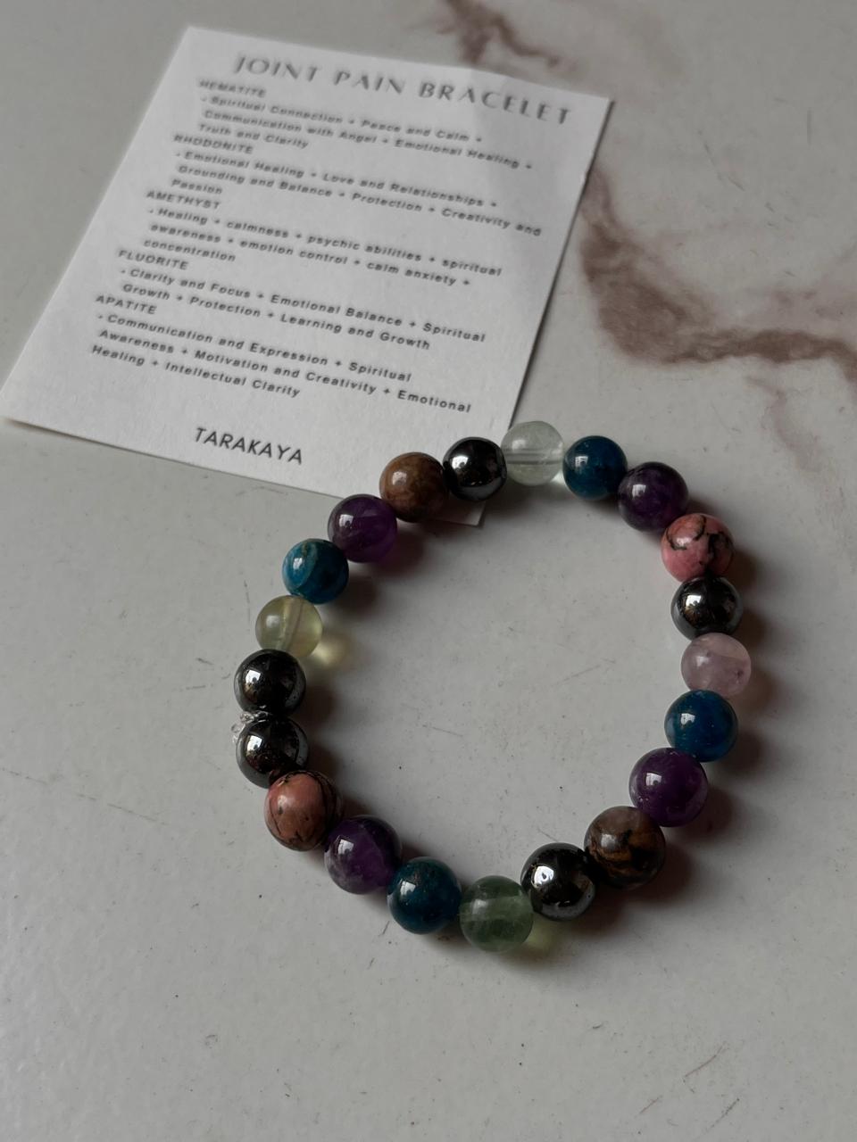 Joint pain relief 8MM bracelet with natural healing crystals