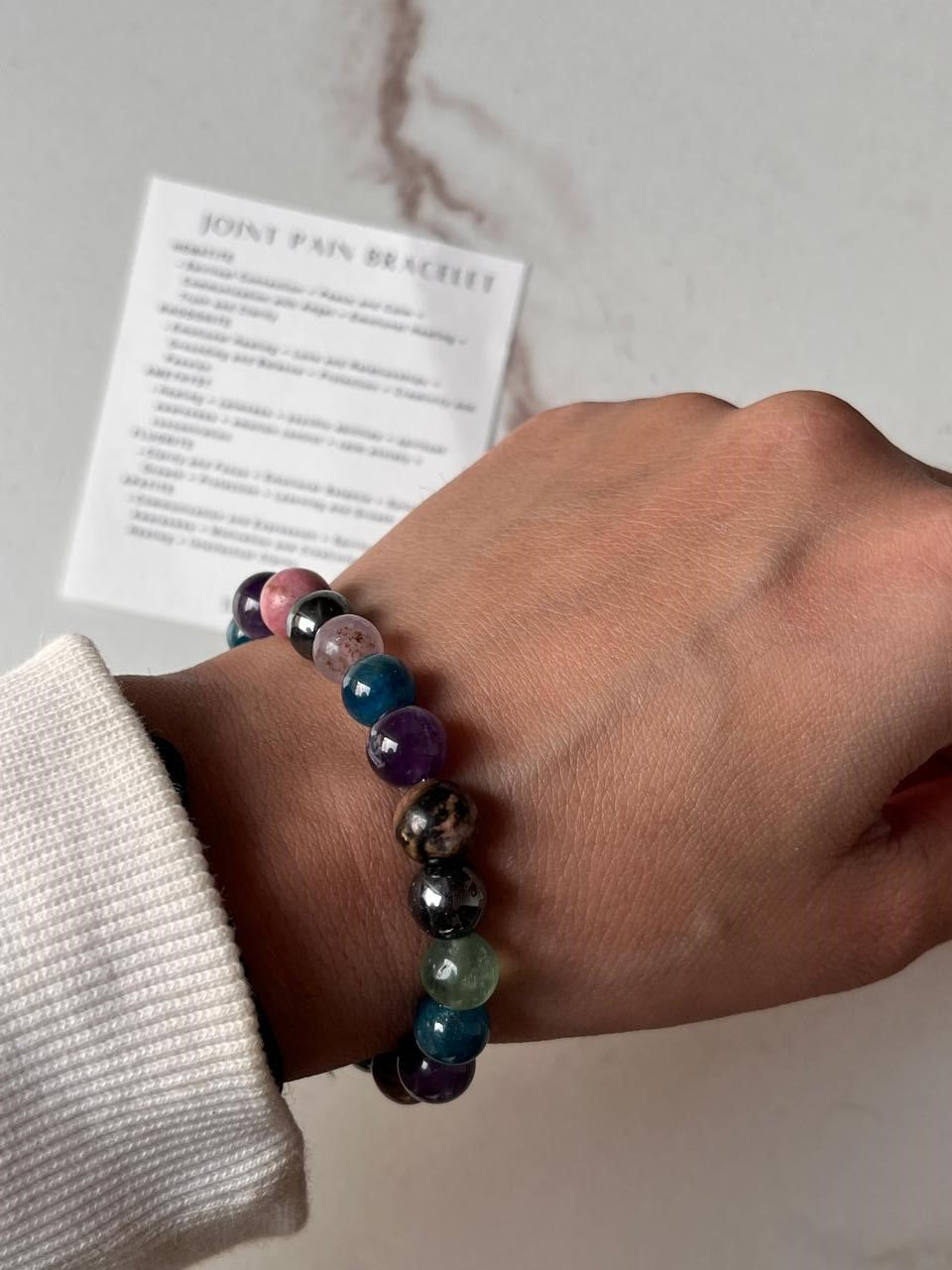 Healing 8MM natural crystal bracelet for joint pain relief