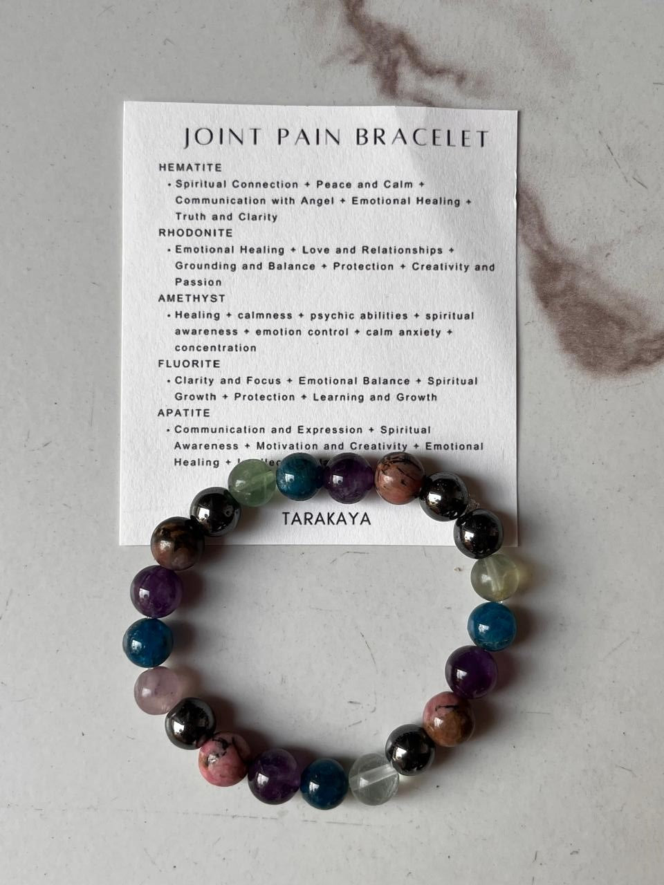 8MM crystal bracelet with intention to ease joint pain and discomfort
