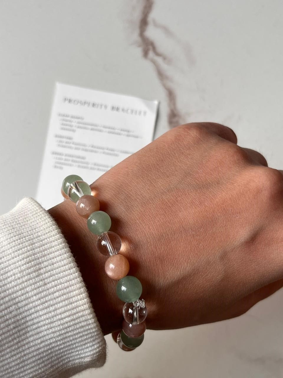 8MM natural crystal bracelet with intention to attract prosperity