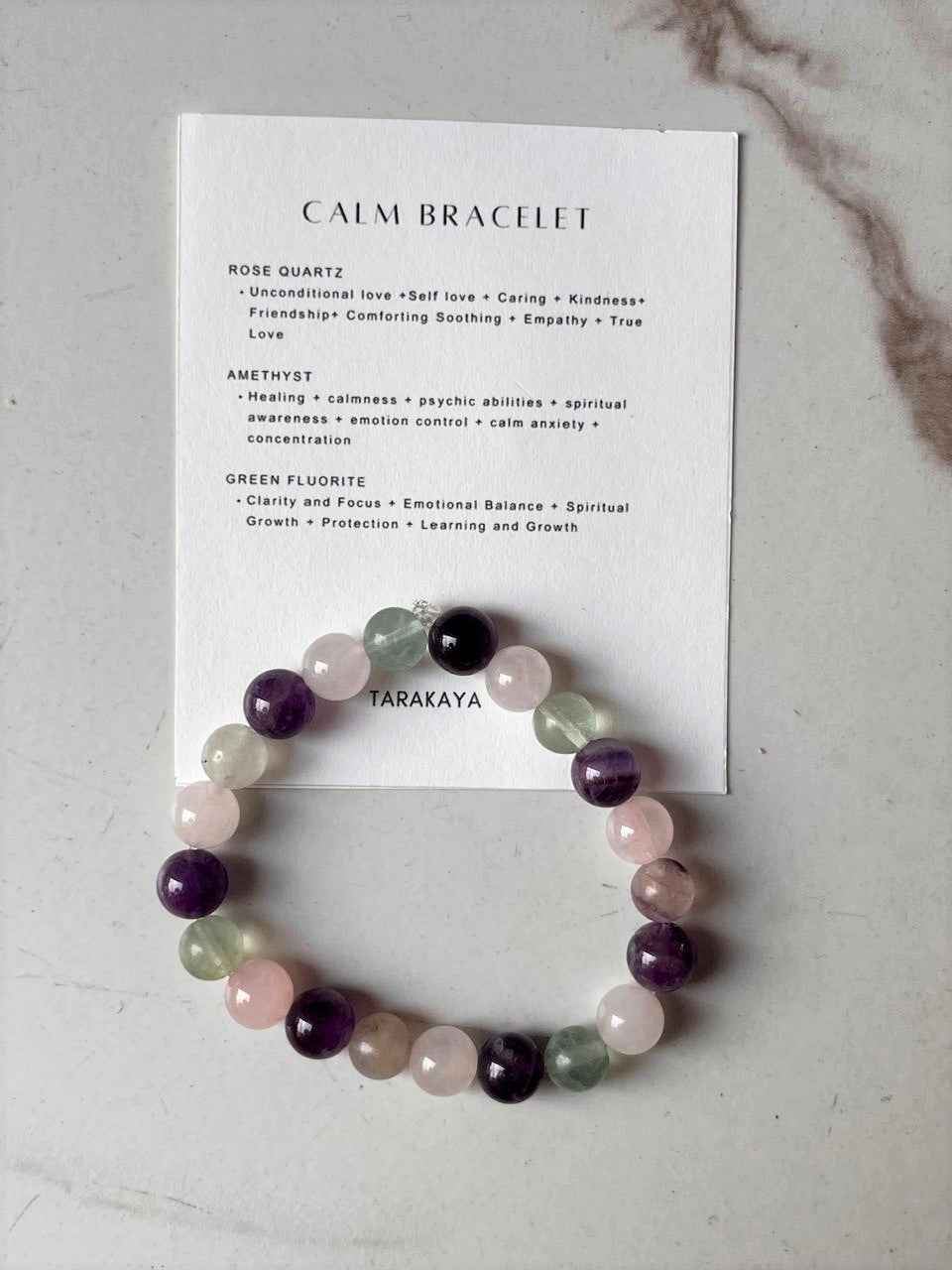 Natural crystal bracelet with 8MM beads designed for calmness