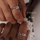 Couple rings with moon phases design in 925 sterling silver