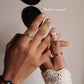 Moon phases couple ring set in 925 sterling silver