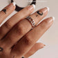 Elegant 925 silver couple ring with moon phases pattern