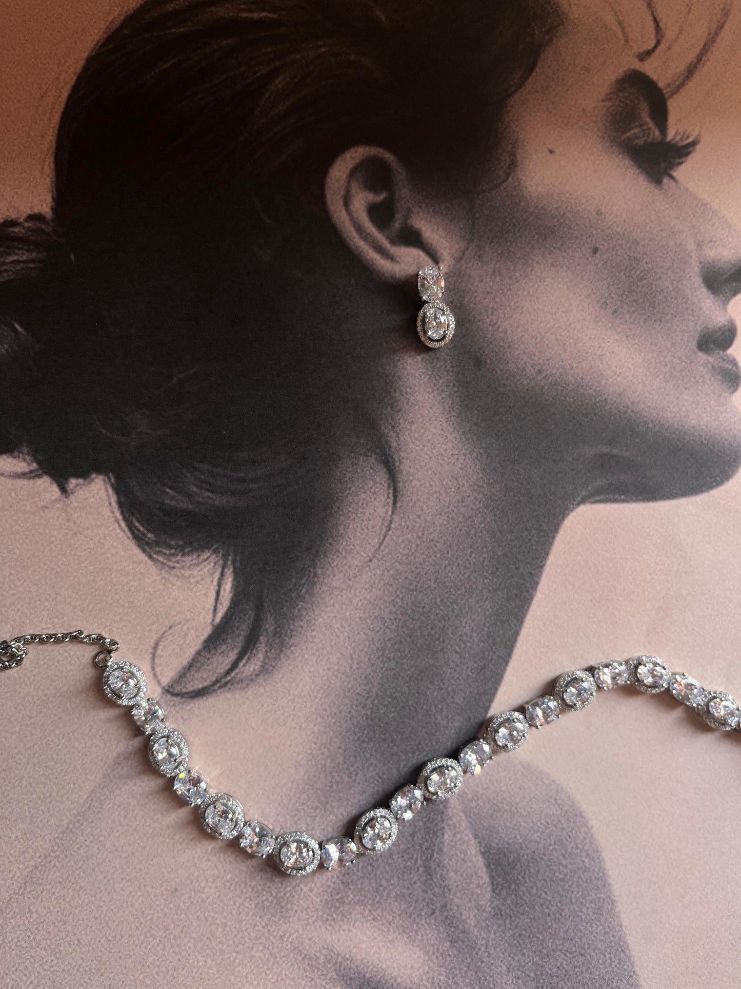 Elegant solitaire CZ 925 silver jewelry set
