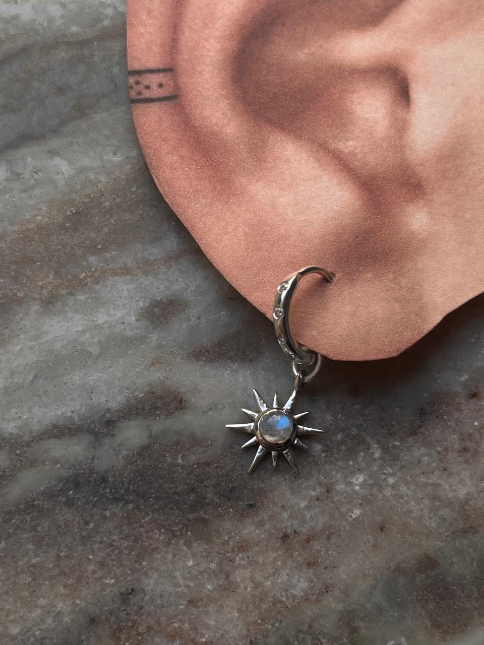 Sunshine Moonstone CZ 925 Silver Huggies for Elegant Style