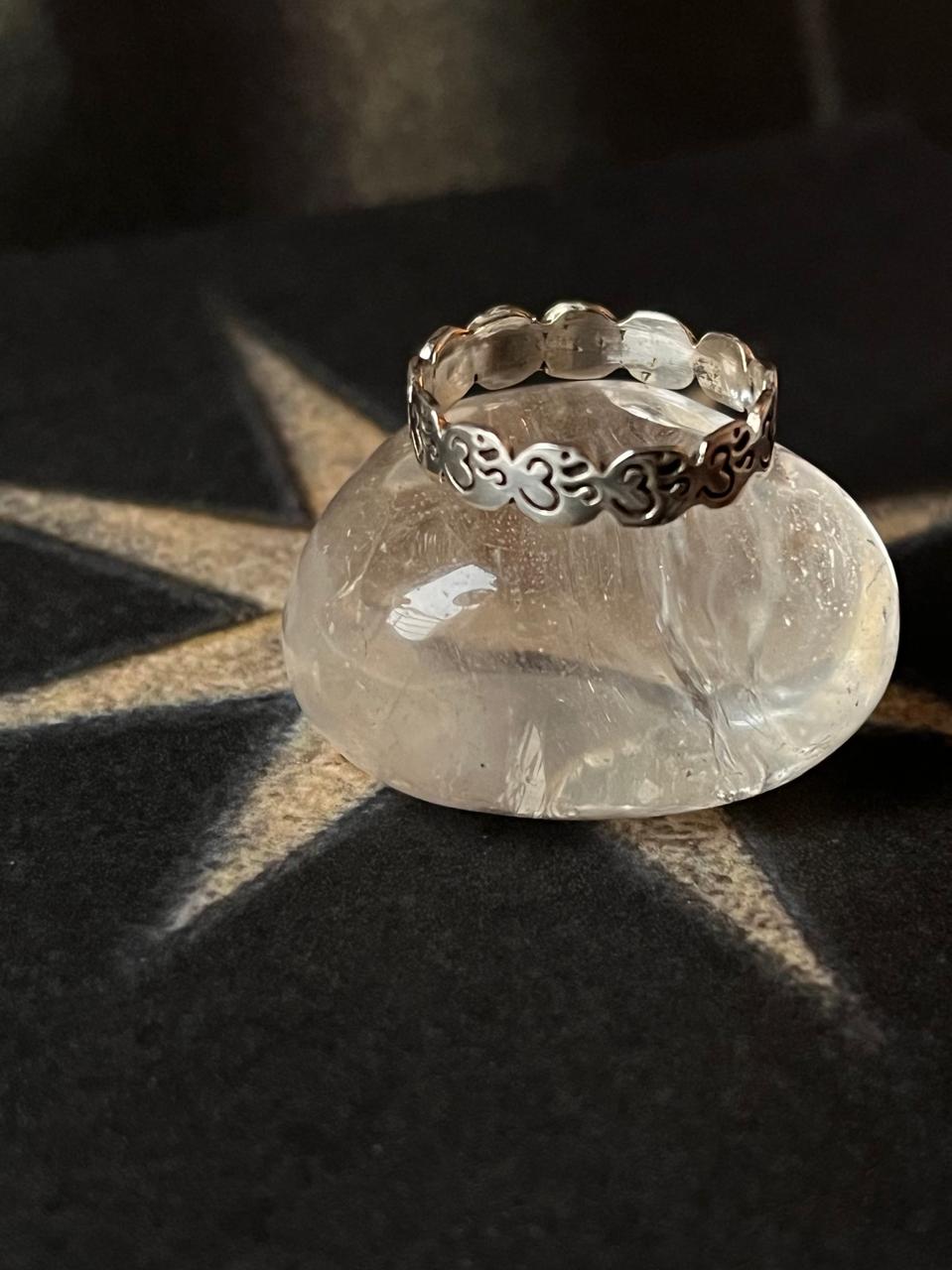 Om/Aum Circle of Life 925 Silver Ring - Intricate Spiritual Engraving